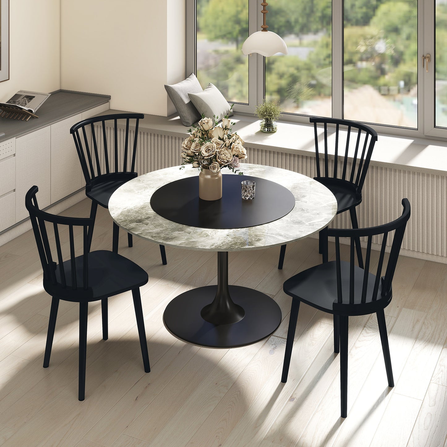 Windsor Dining Chairs Set of 2 with Spindle Back