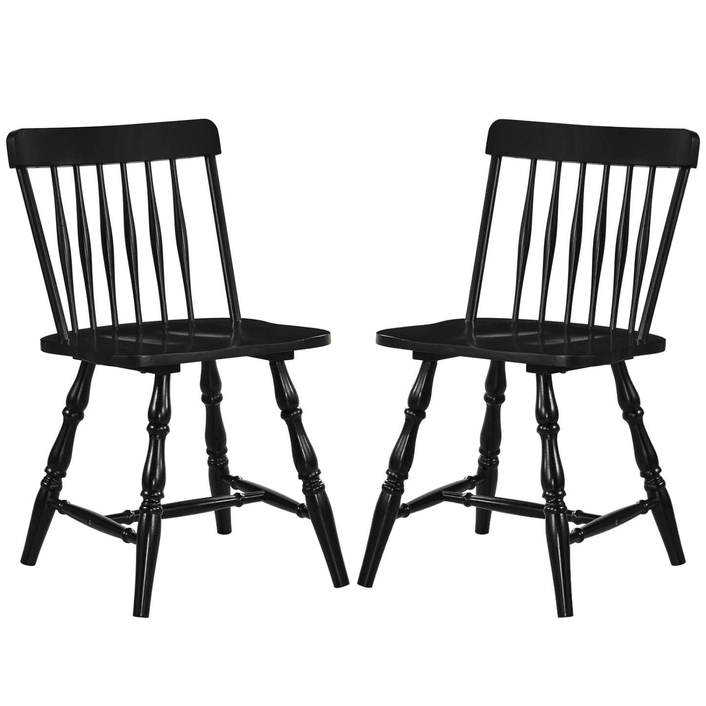 Windsor Dining Chairs Set of 2 with Curved Spindle Back