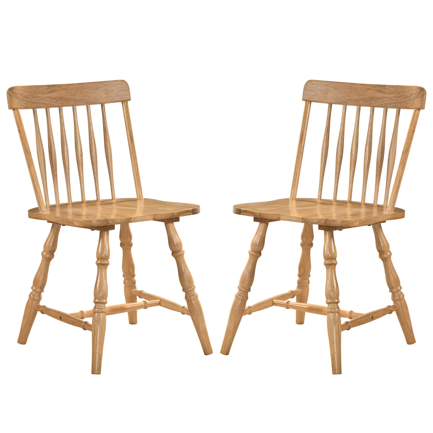 Windsor Dining Chairs Set of 2 with Curved Spindle Back