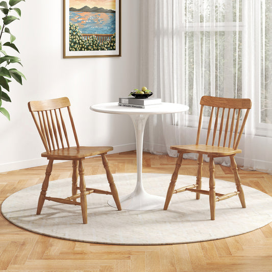 Windsor Dining Chairs Set of 2 with Curved Spindle Back