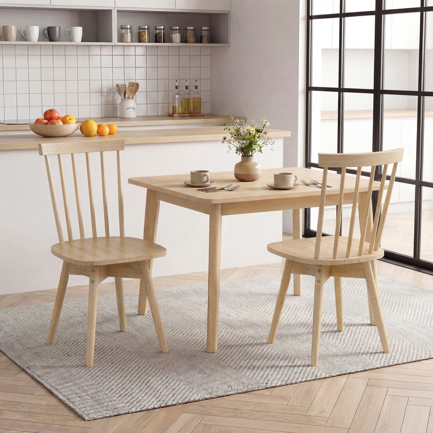 Windsor Swivel Dining Chairs Set of 2 - Rubber Wood