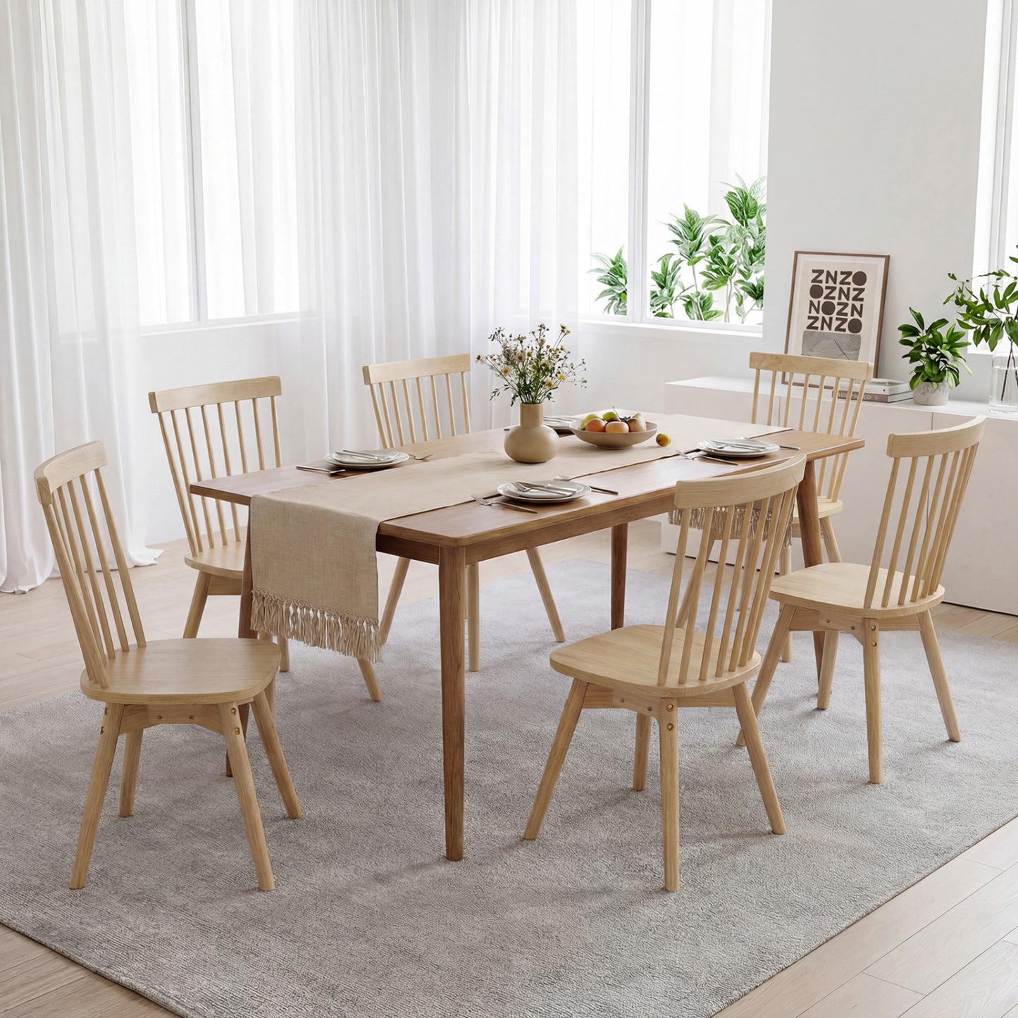Windsor Swivel Dining Chairs Set of 2 - Rubber Wood