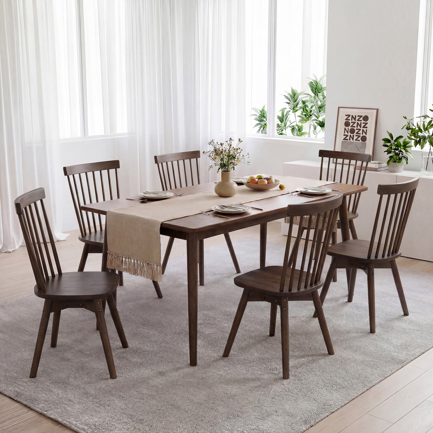 Windsor Swivel Dining Chairs Set of 2 - Rubber Wood