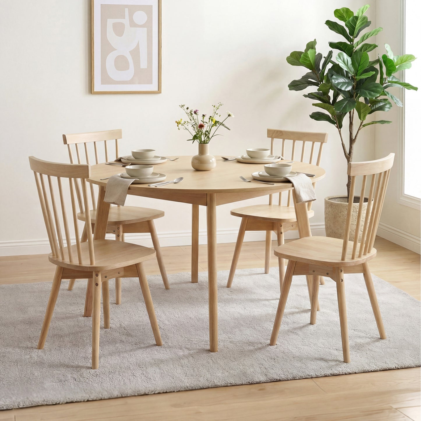 Windsor Dining Chairs Set of 4 with Swivel Seat