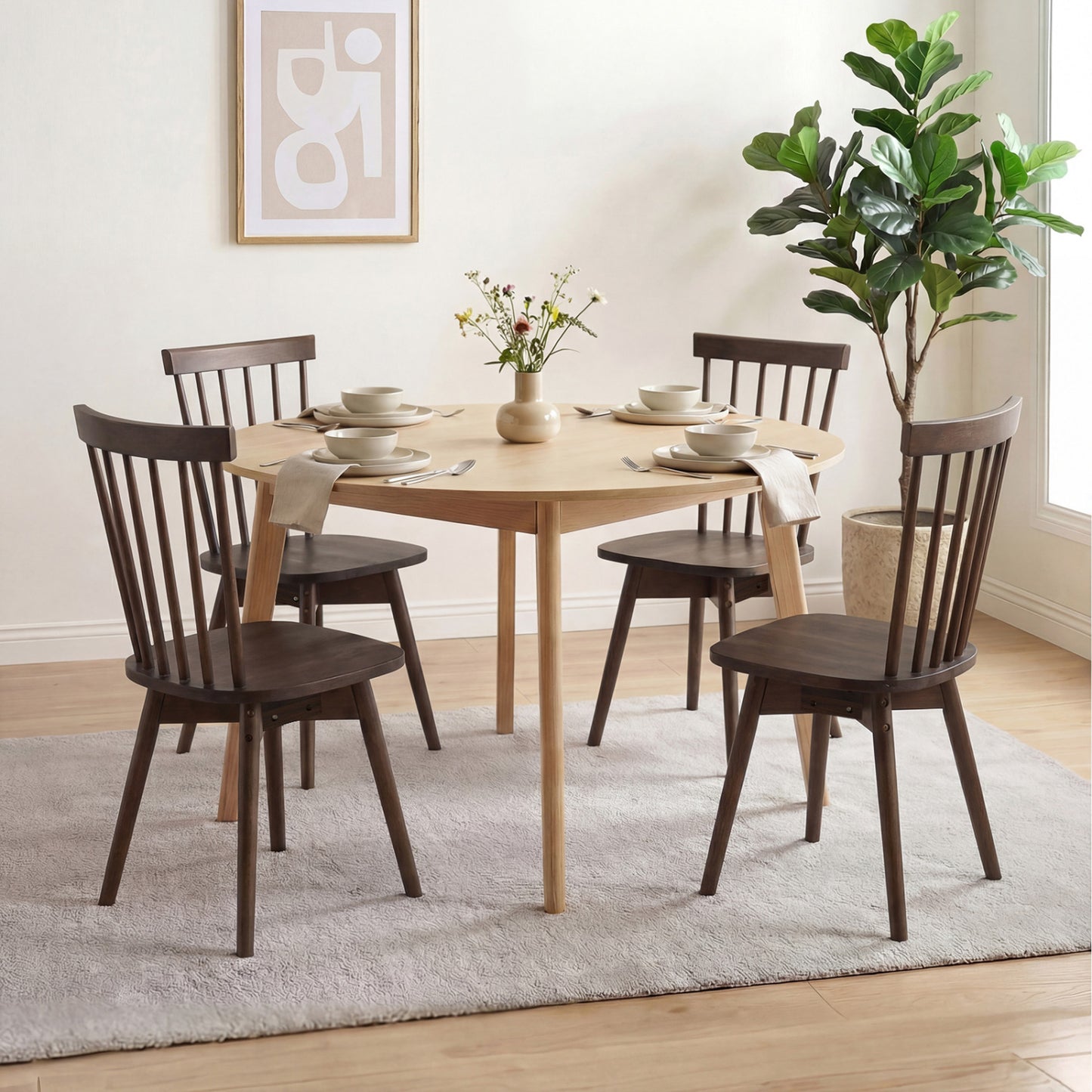 Windsor Dining Chairs Set of 4 with Swivel Seat
