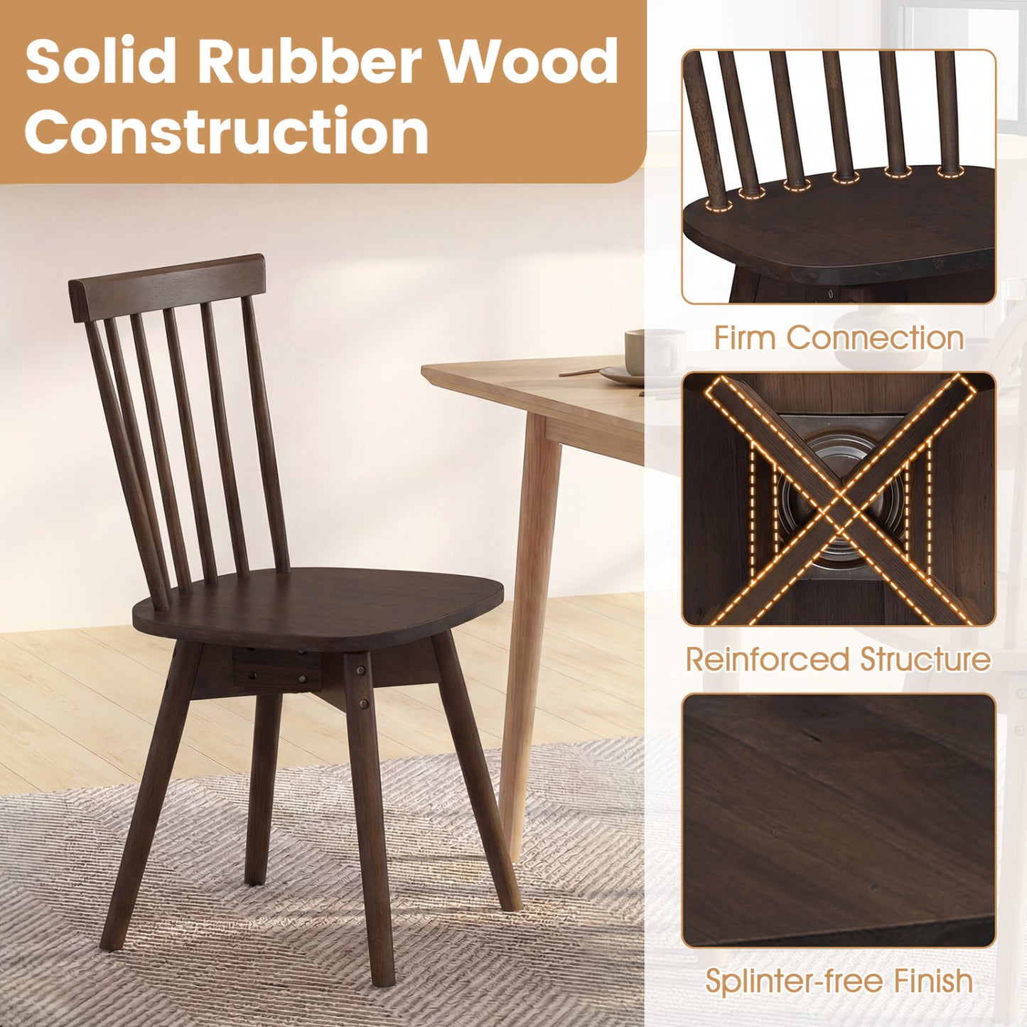 Windsor Dining Chairs Set of 4 with Swivel Seat