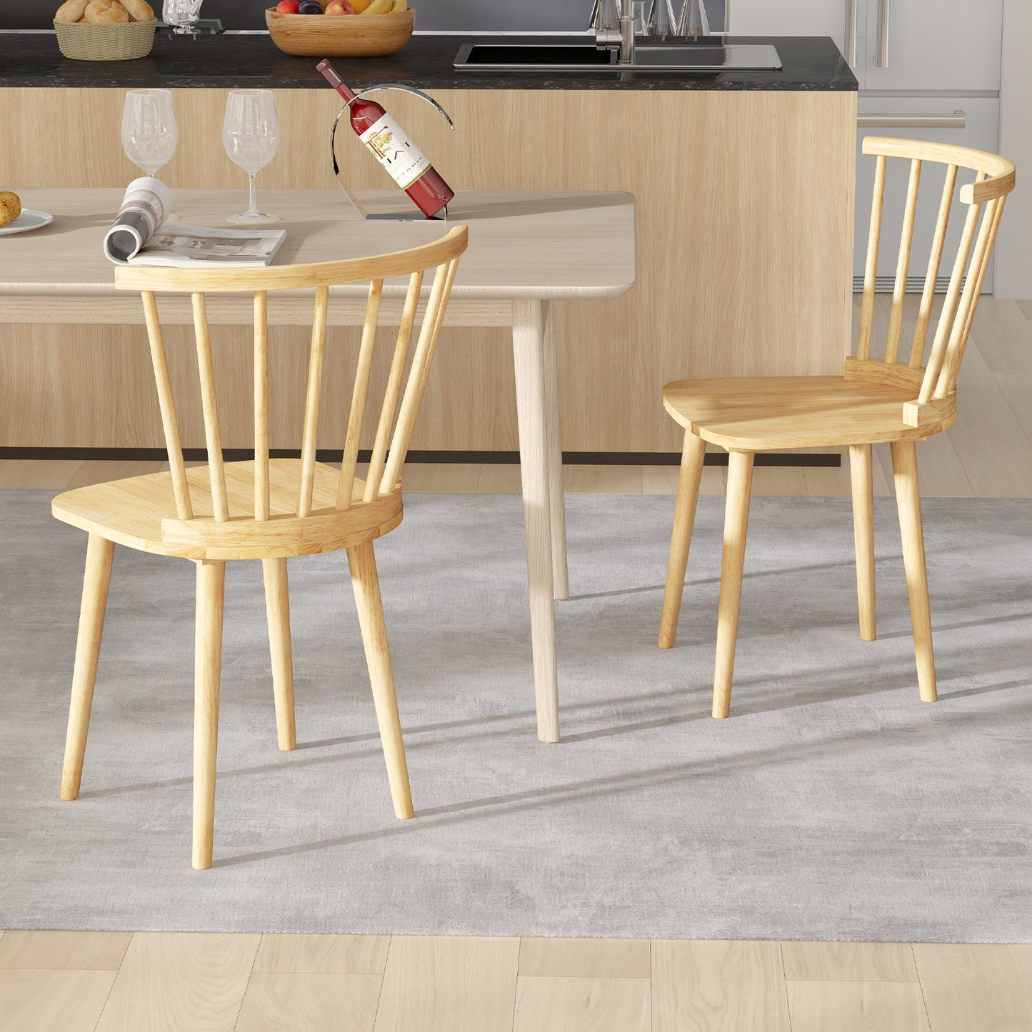 Windsor Dining Chairs Set of 2 with Spindle Back