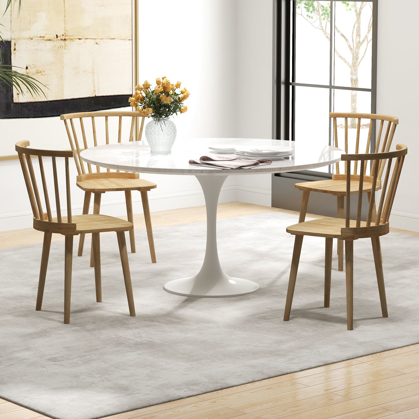 Windsor Dining Chairs Set of 2 with Spindle Back