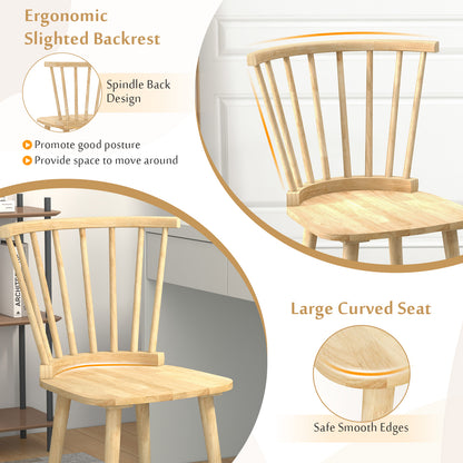 Windsor Dining Chairs Set of 2 with Spindle Back