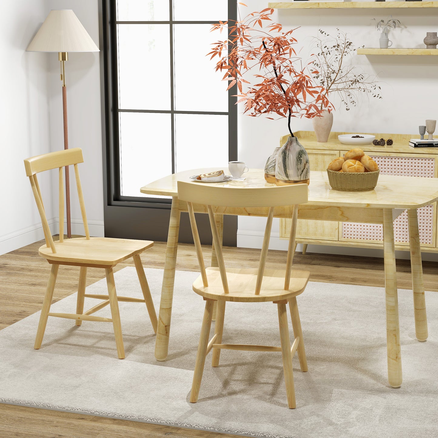 Windsor Dining Chair with Solid Rubber Wood Frame