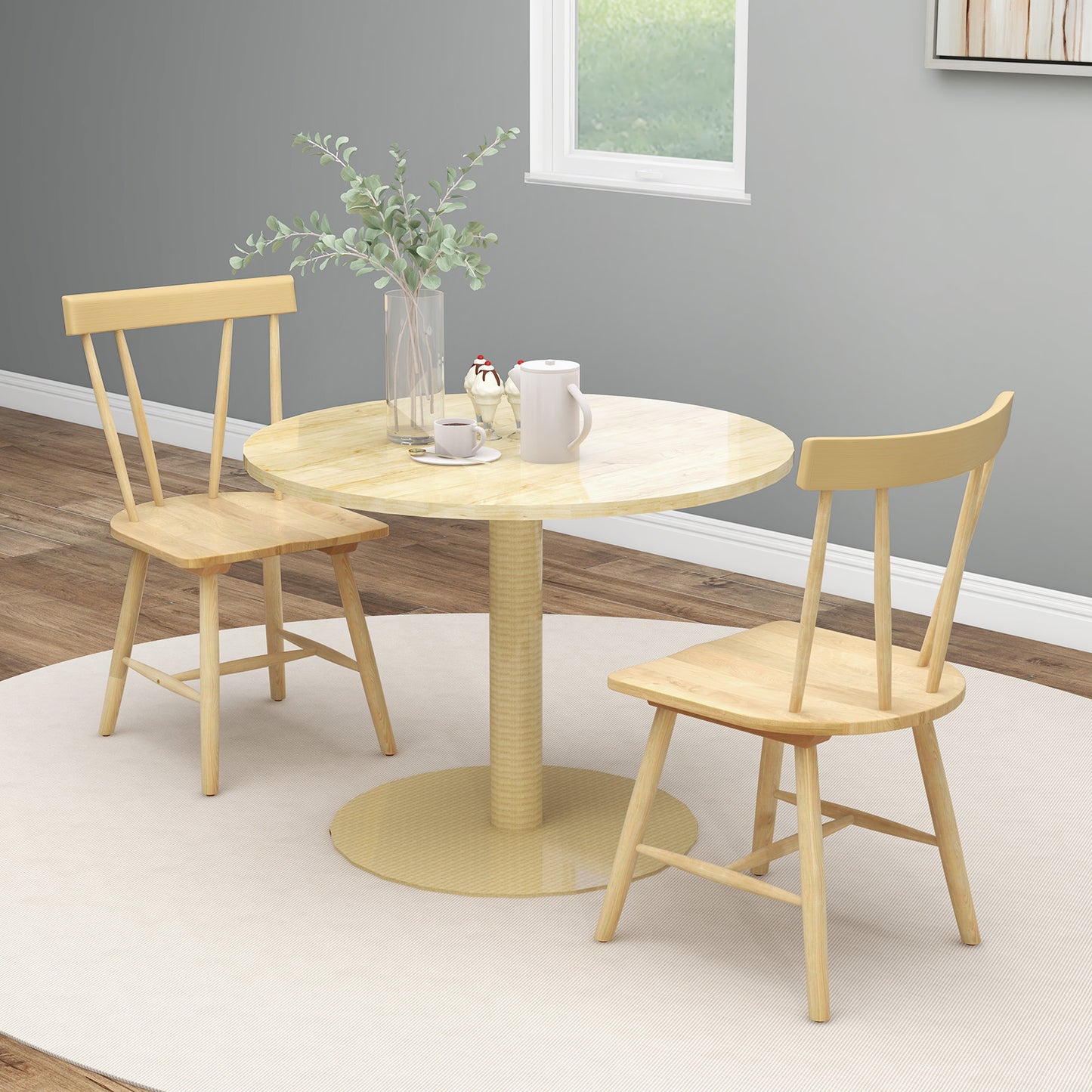 Windsor Dining Chair with Solid Rubber Wood Frame