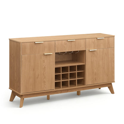 Wine Bar Cabinet with Adjustable Shelves and Glass Holders
