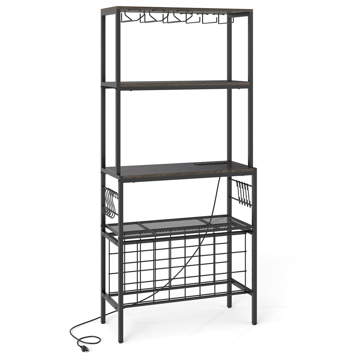 Wine Organizer with Power Outlet and Bottle Holders