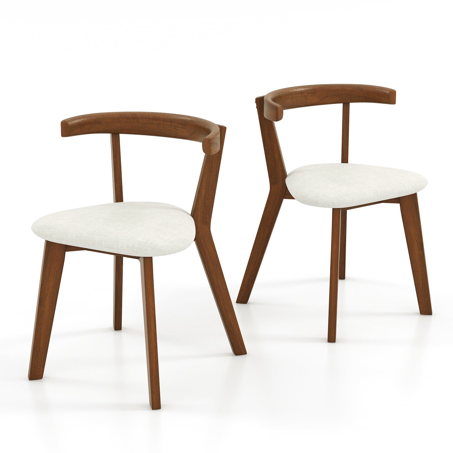 Dining Chairs Set of 2 with Padded Seat and Curved Back