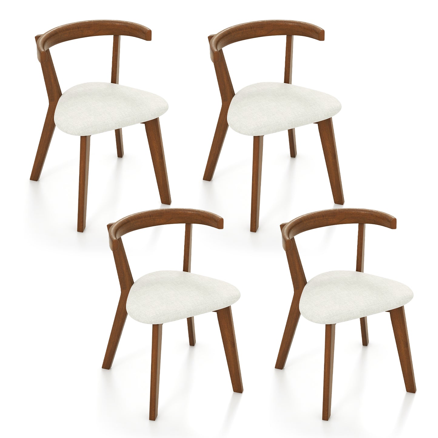 Dining Chairs Set of 2 with Padded Seat and Curved Back