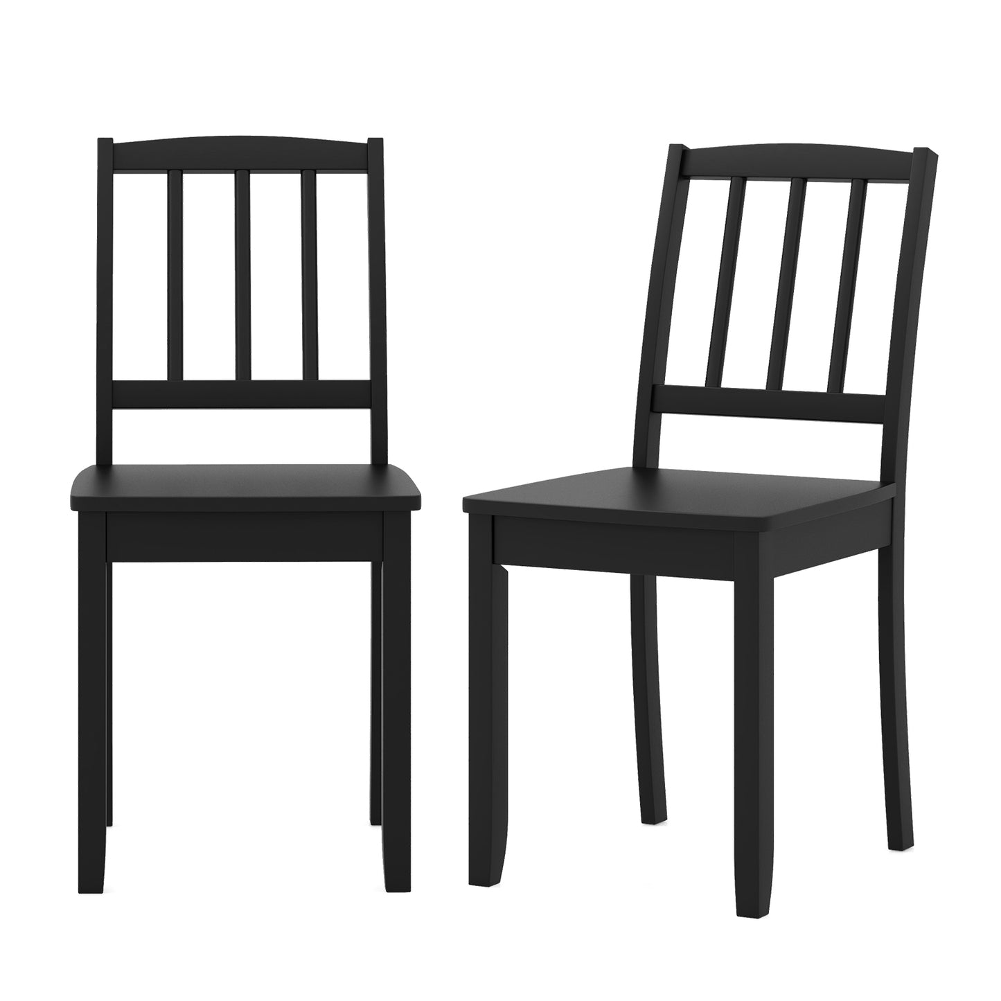 Rubber Wood Dining Chairs Set of 2 with Curved Back