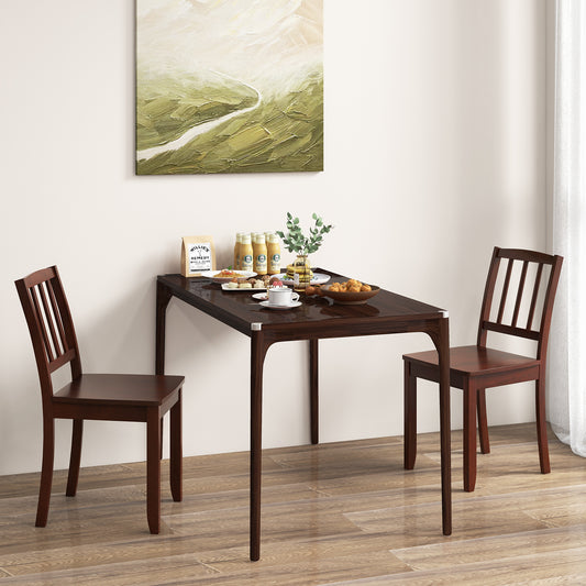 Rubber Wood Dining Chairs Set of 2 with Curved Back