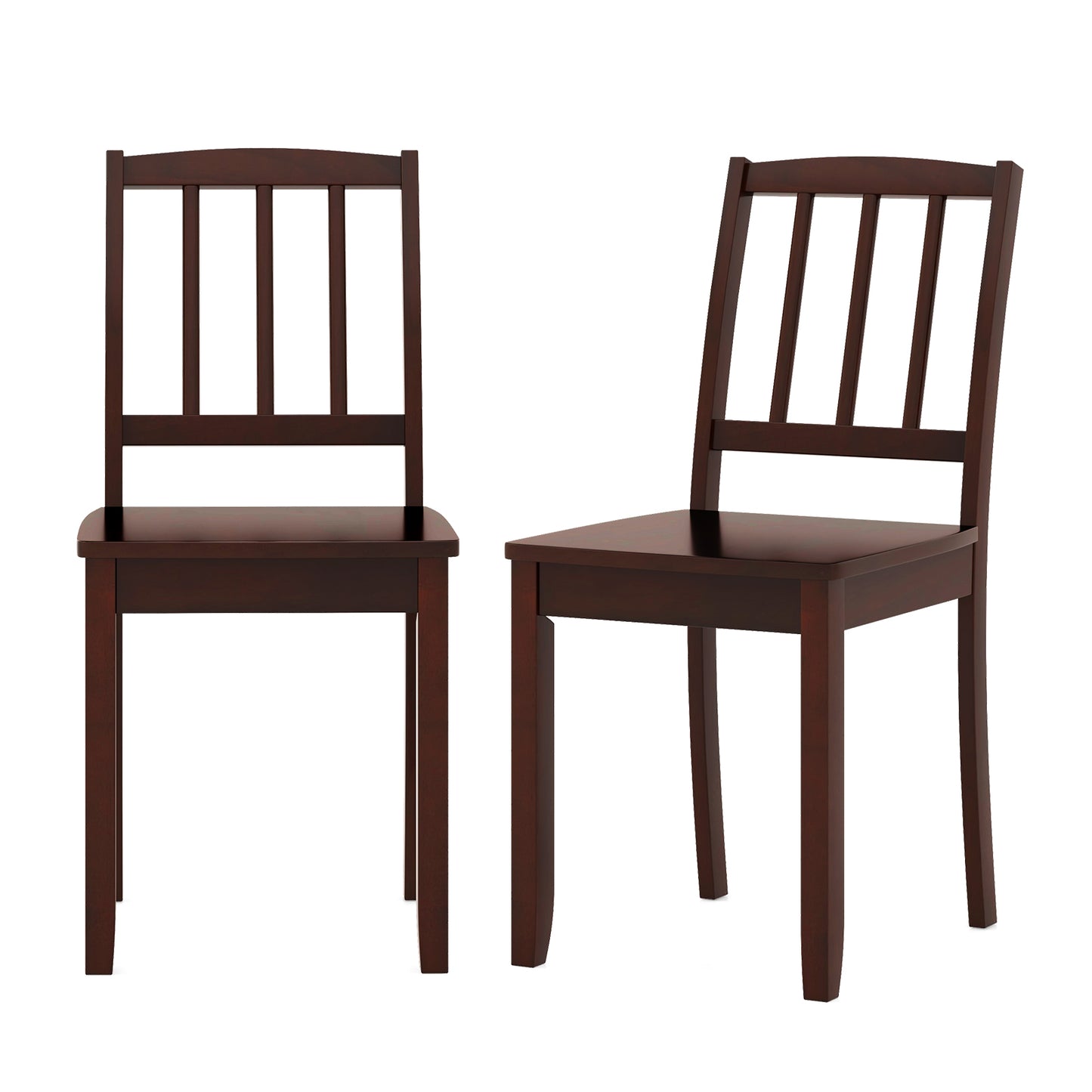 Rubber Wood Dining Chairs Set of 2 with Curved Back