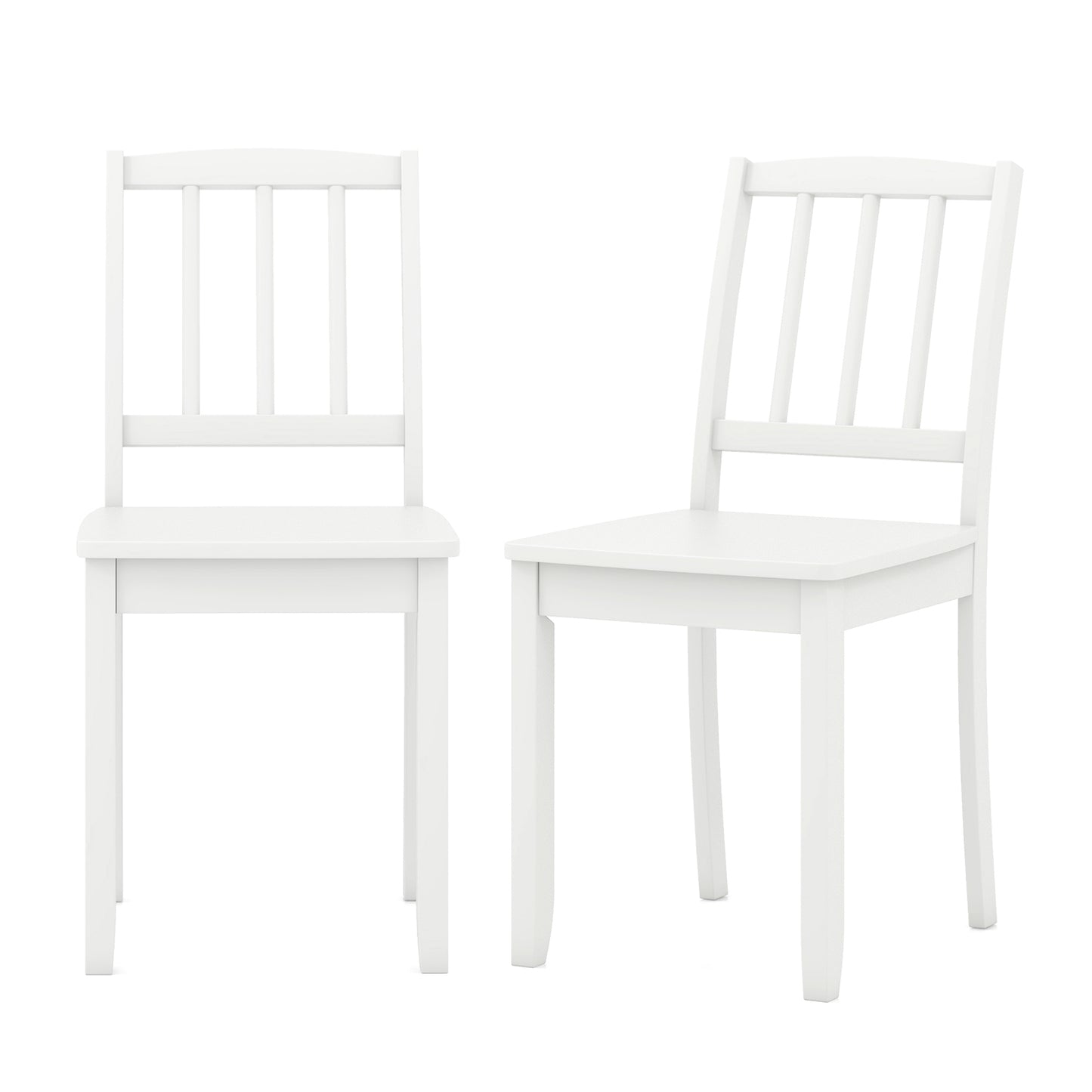 Rubber Wood Dining Chairs Set of 2 with Curved Back