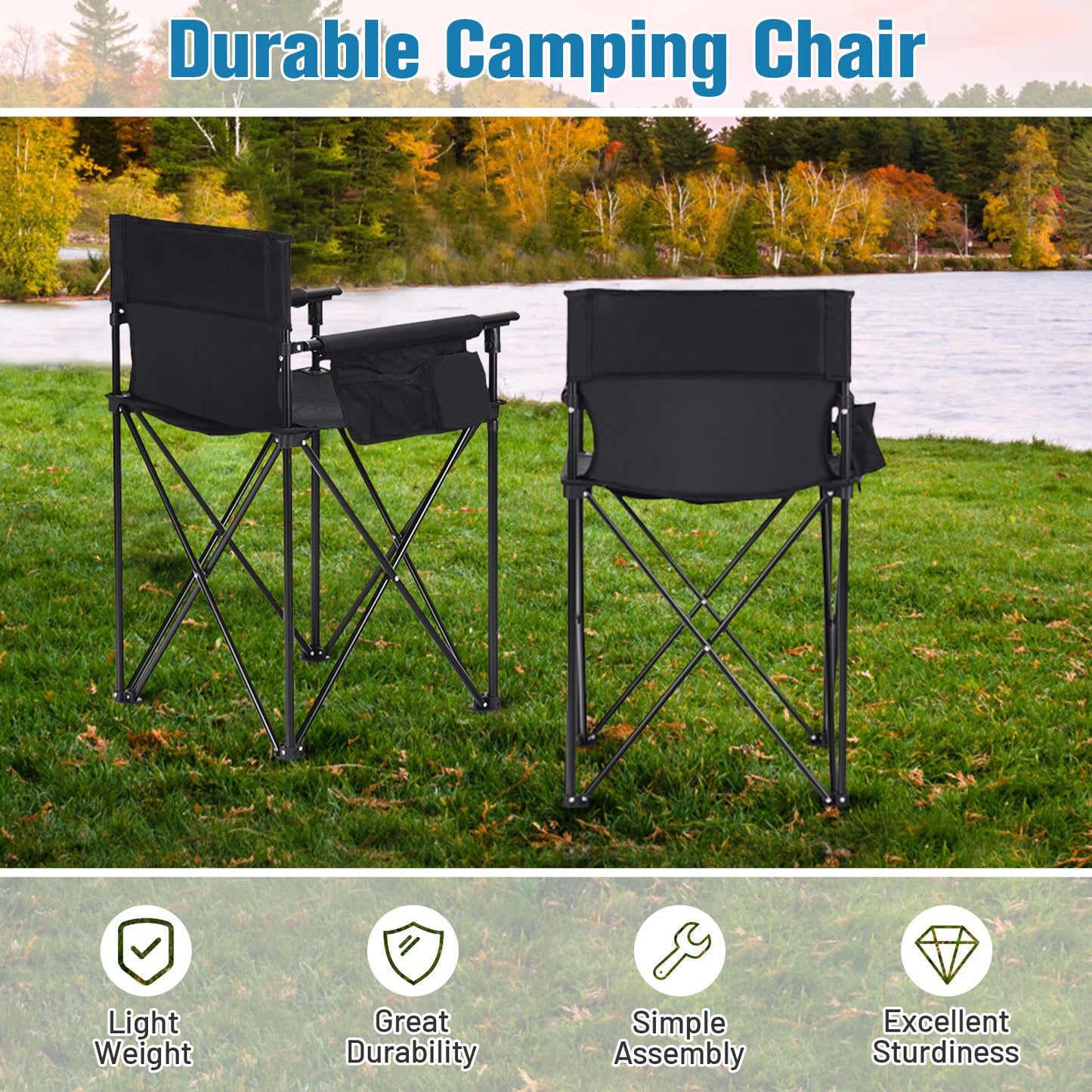 Oversized High Back Folding Camping Chair 38 Inch