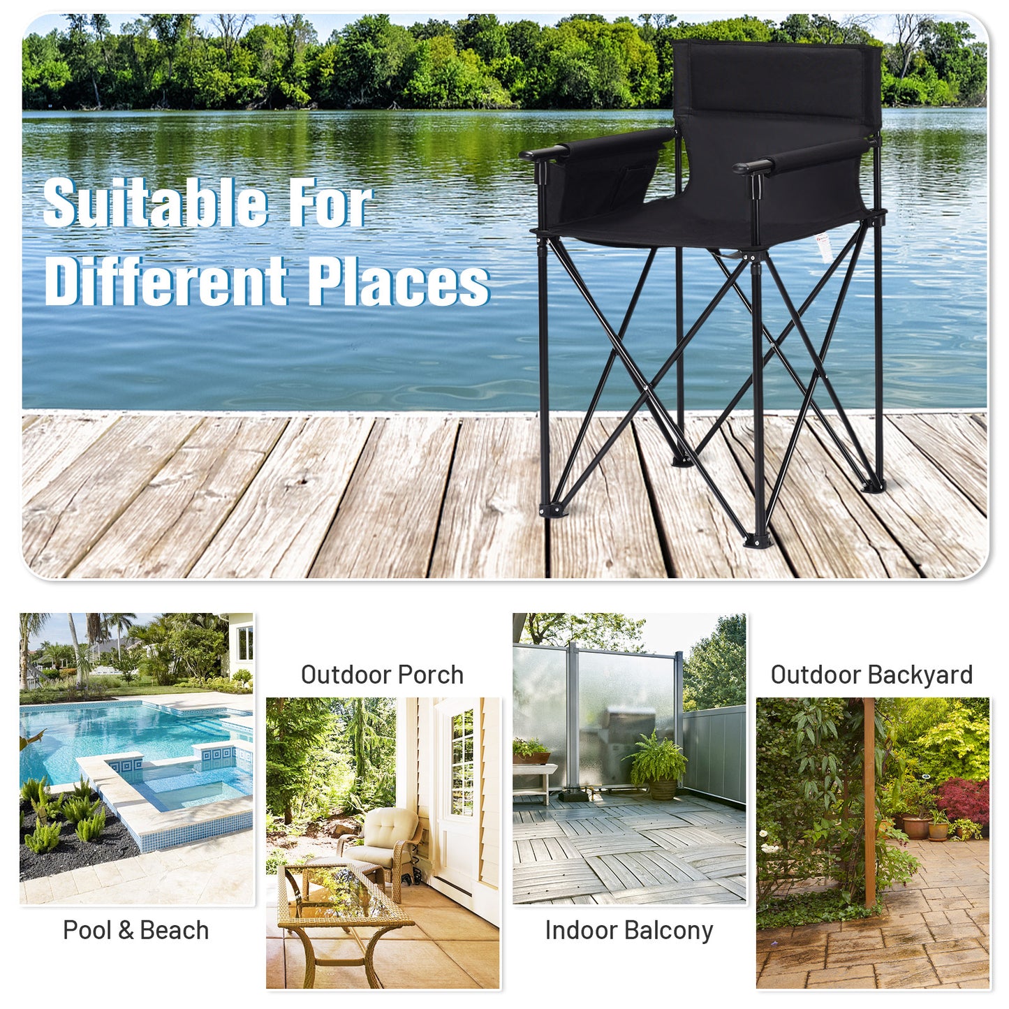 Oversized High Back Folding Camping Chair 38 Inch