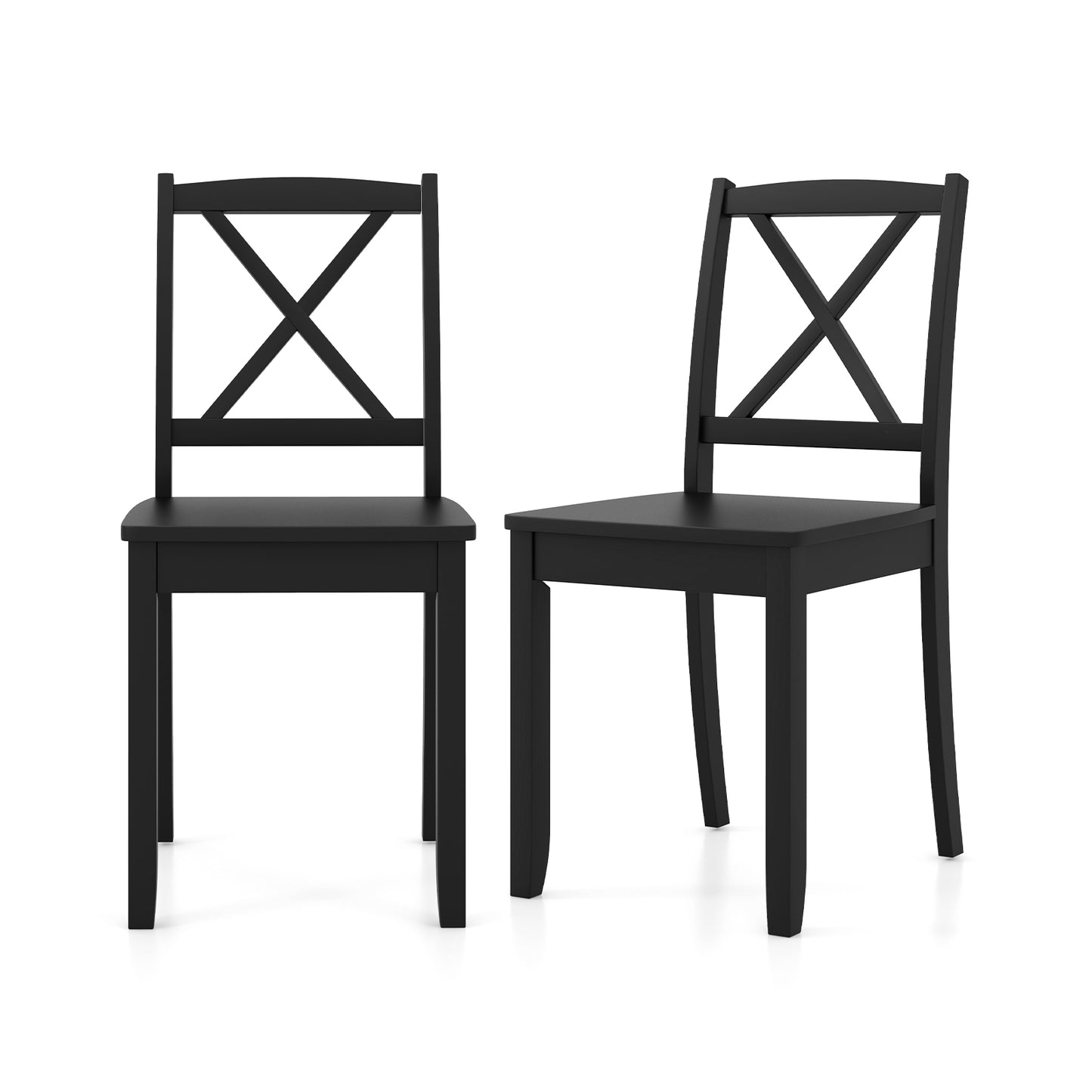 Dining Chairs Set of 2 with Curved Backrest and Rubber Wood Legs