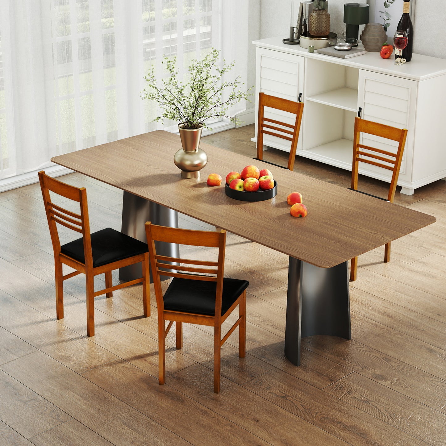 Dining Chairs Set of 2 with Rubber Wood Frame
