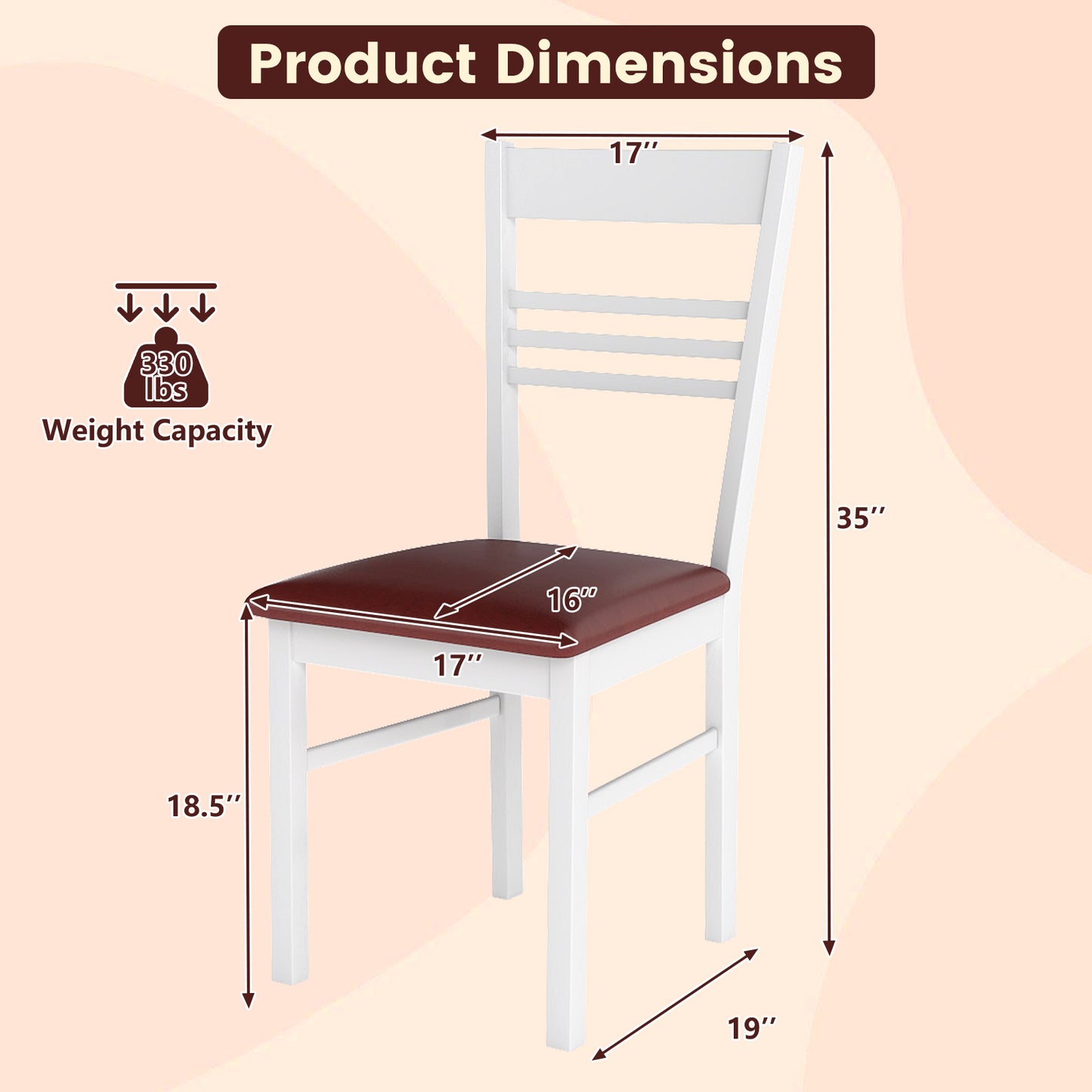Dining Chairs Set of 2 with Rubber Wood Frame