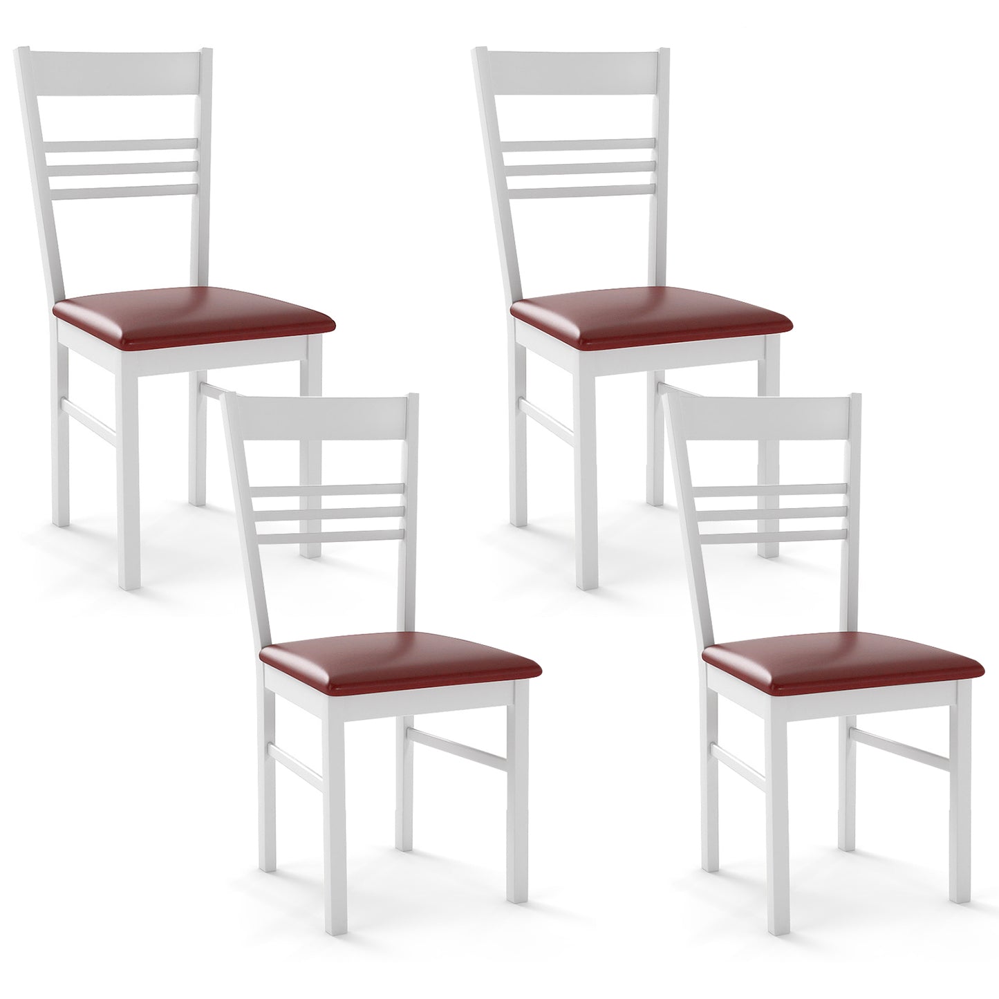 Dining Chairs Set of 4 with Rubber Wood Frame and Upholstered Seat
