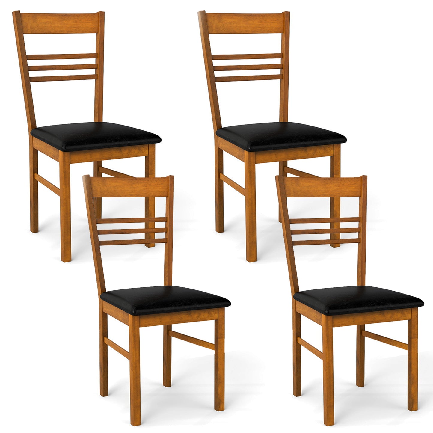 Dining Chairs Set of 4 with Rubber Wood Frame and Upholstered Seat