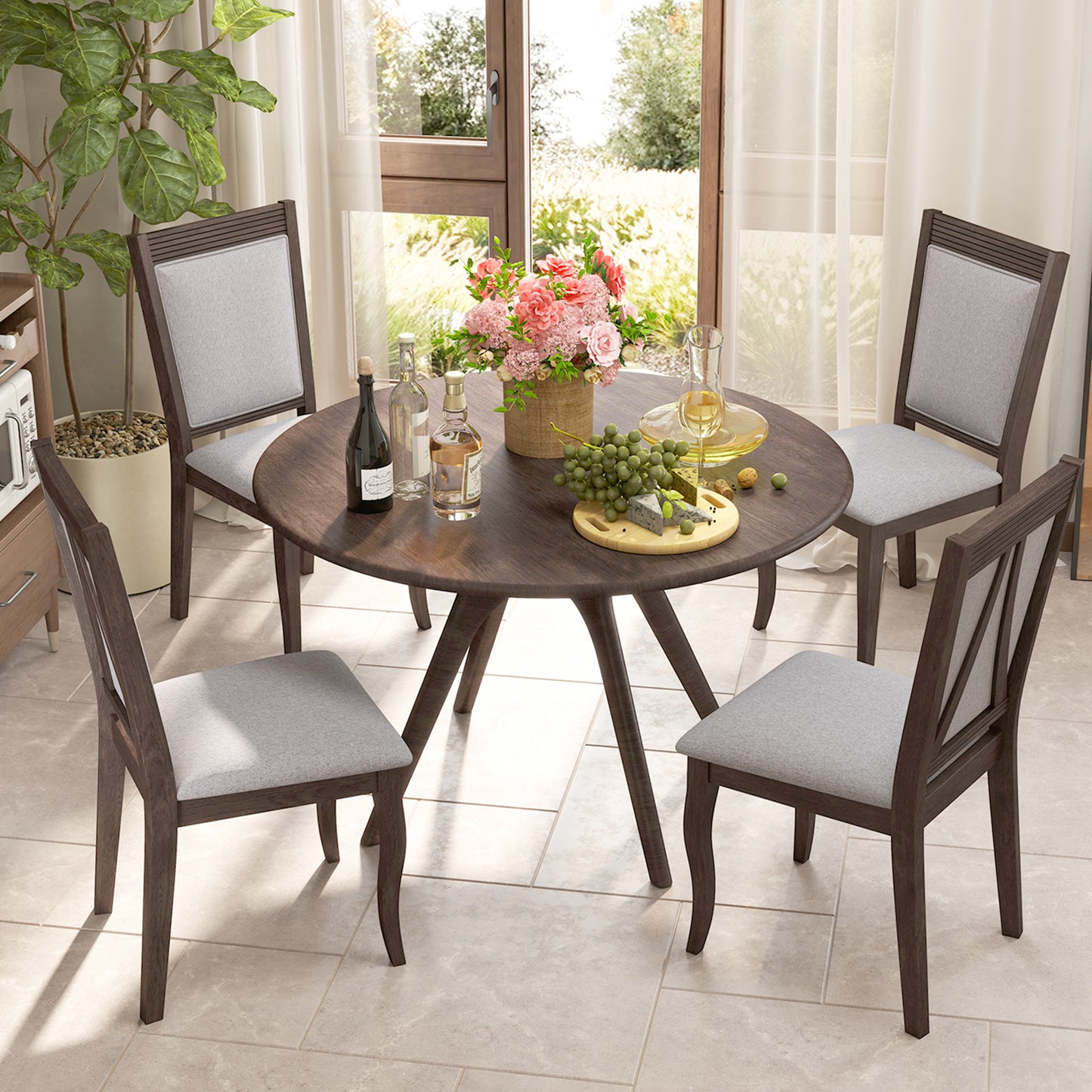 Dining Chairs Set of 2 with Padded Seats and High Back