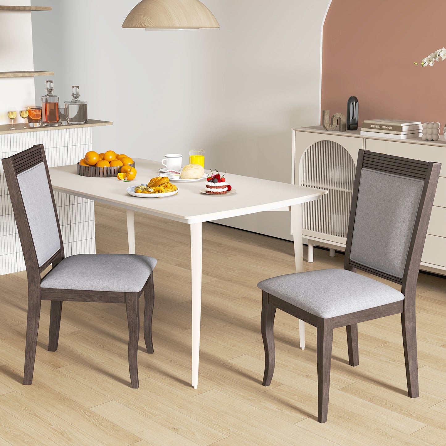 Dining Chairs Set of 2 with Padded Seats and High Back