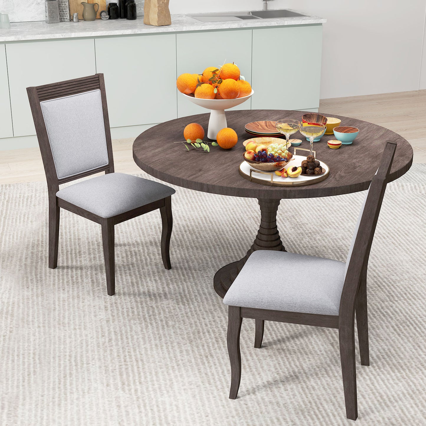 Dining Chairs Set of 2 with Padded Seats and High Back
