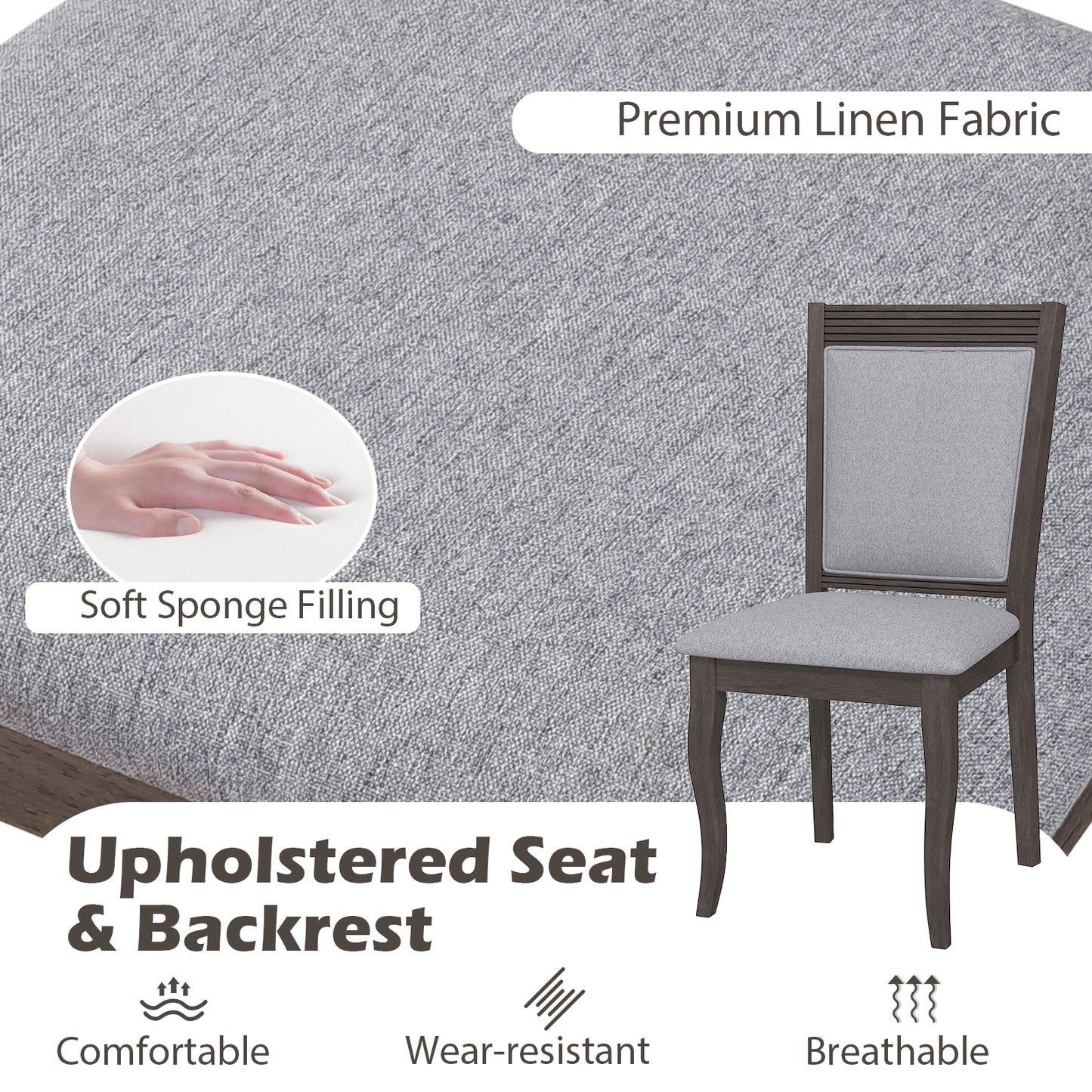 Dining Chairs Set of 2 with Padded Seats and High Back