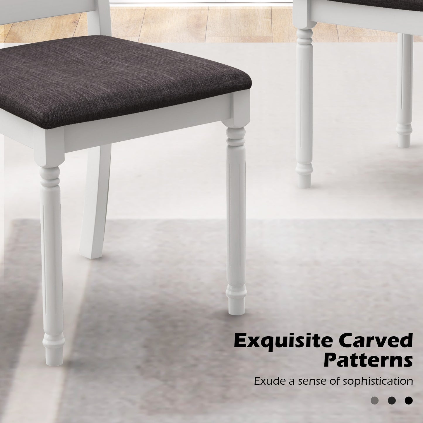 Upholstered Dining Chairs Set of 2 with Rubber Wood Frame