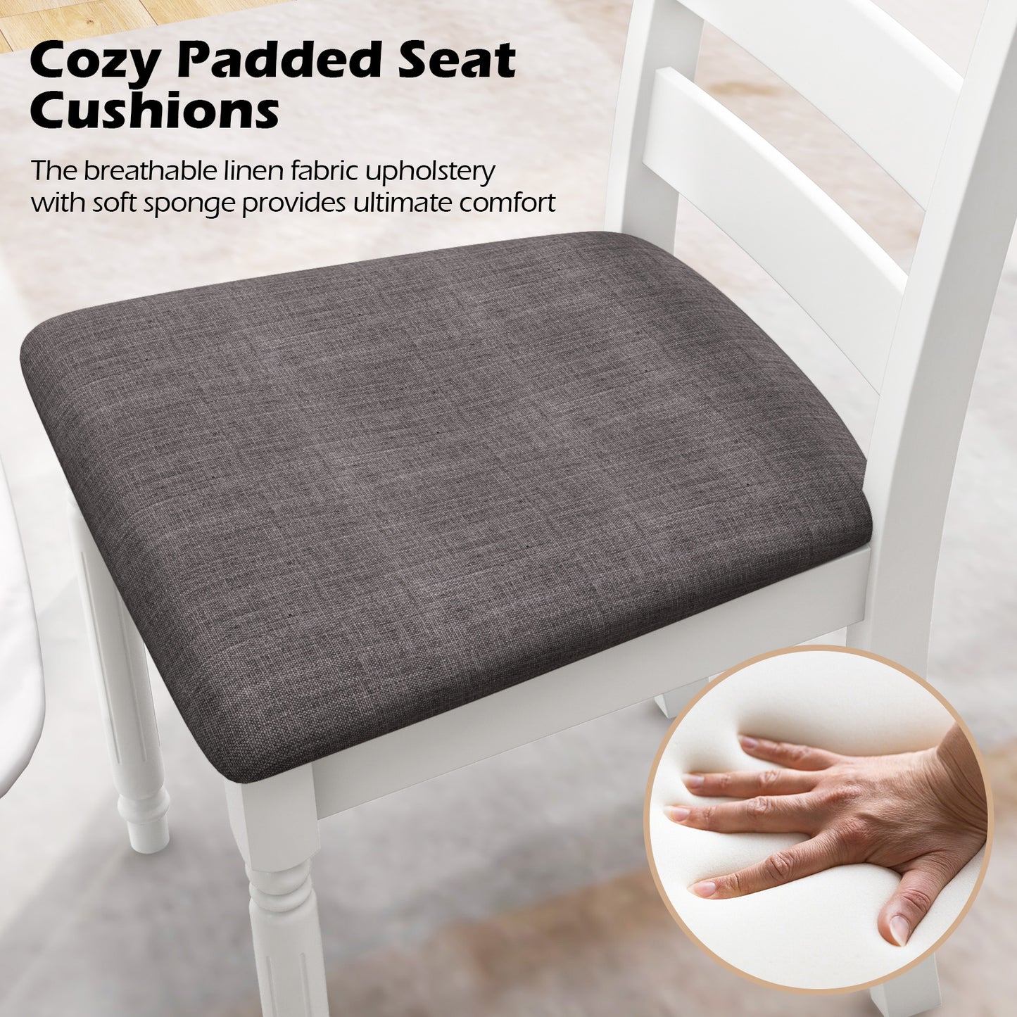 Upholstered Dining Chairs Set of 2 with Rubber Wood Frame
