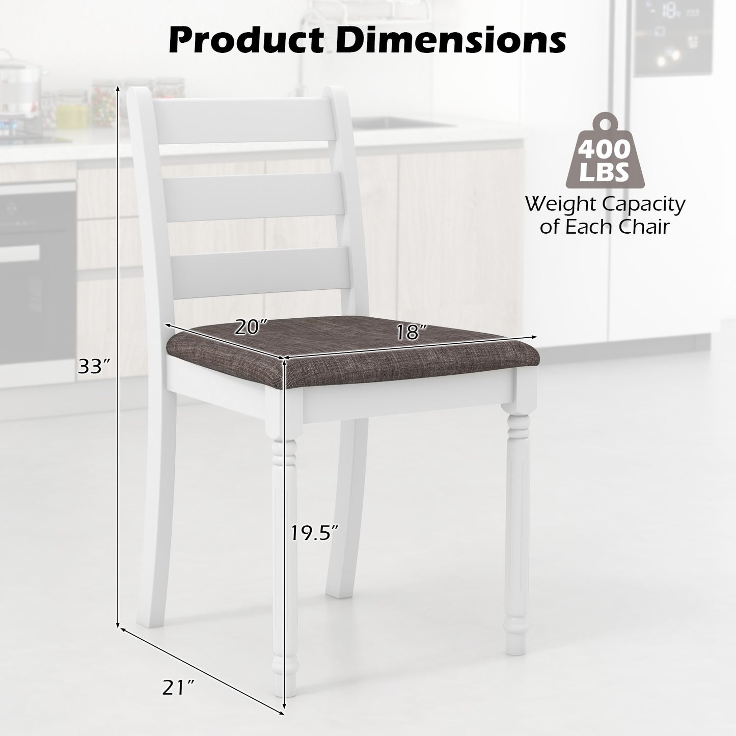 Upholstered Dining Chairs Set of 2 with Rubber Wood Frame