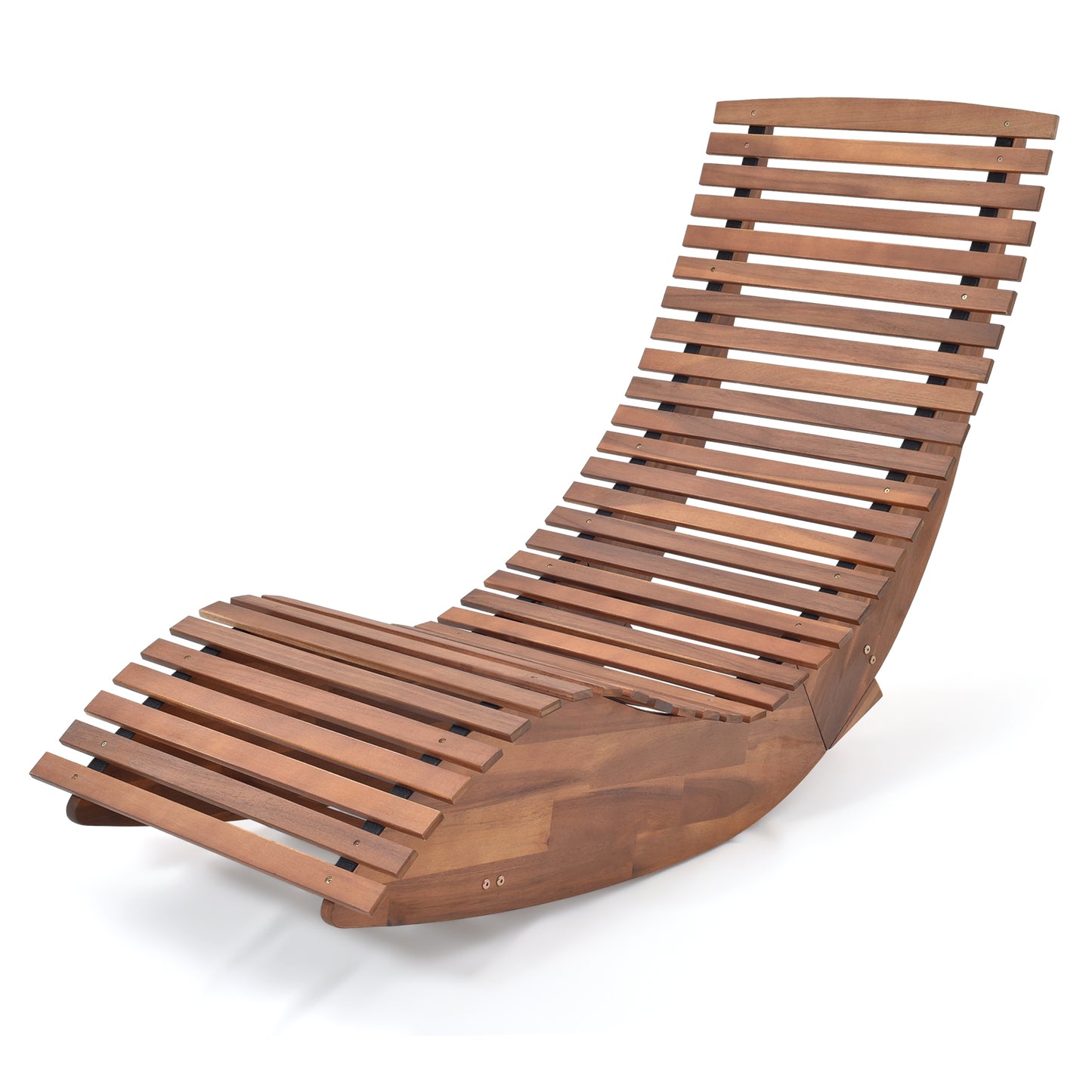 Acacia Wood Rocking Chair with Widened Slatted Seat