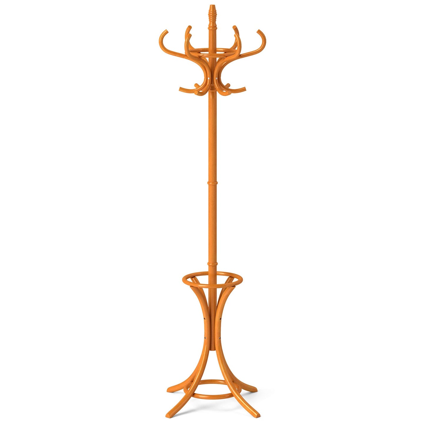Wood Standing Hat Coat Rack with Umbrella Stand