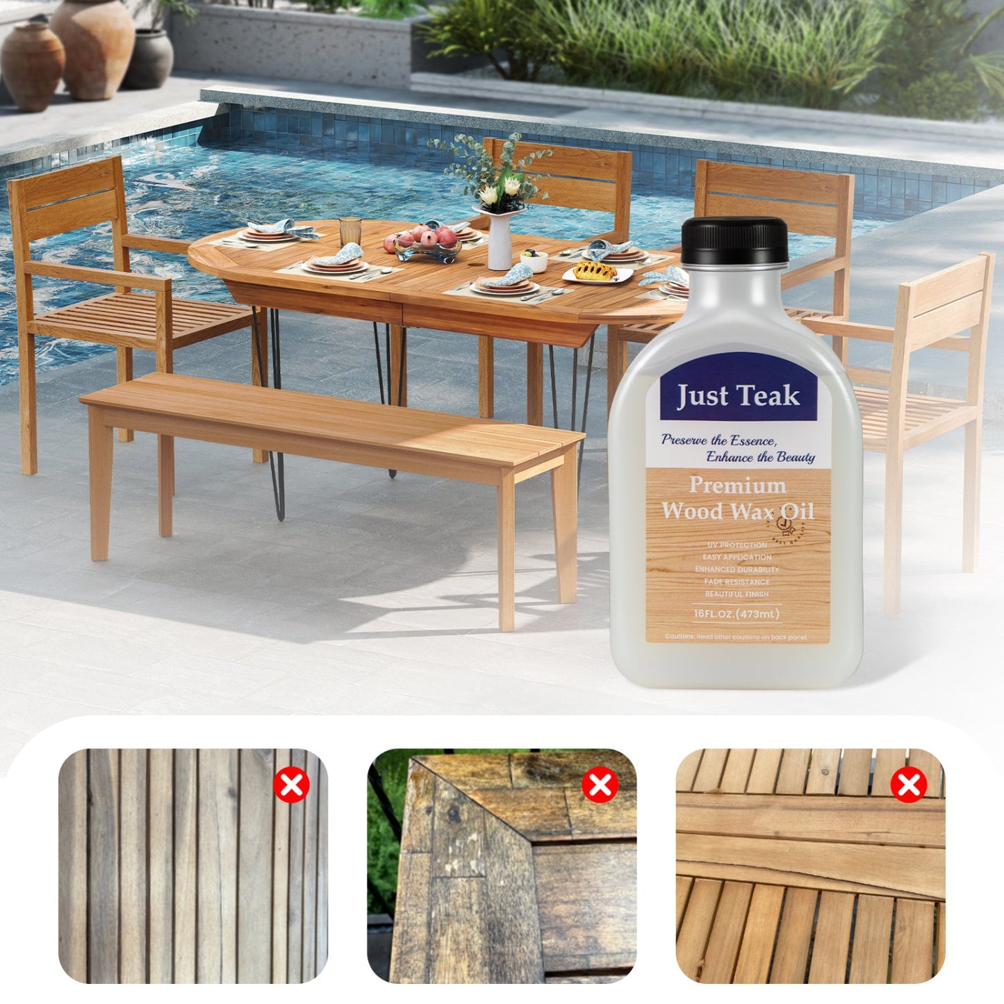 Wood Oil Cleaner and Brightener Set - 16 oz (2 Pack)