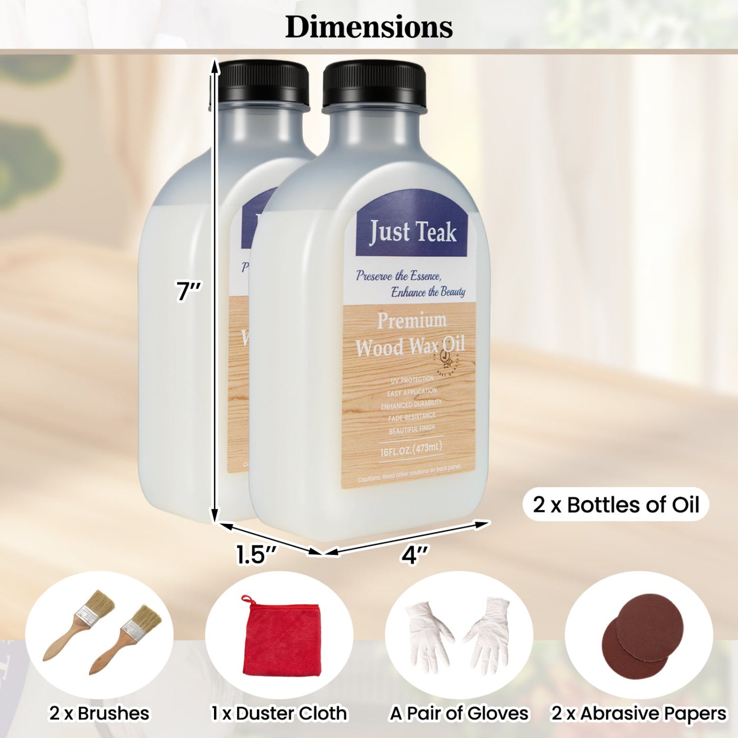 Wood Oil Cleaner and Brightener Set - 16 oz (2 Pack)