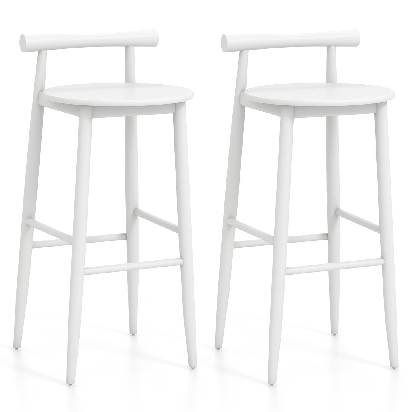 Wooden Bar Stools Set of 2 with Backrest and Footrest