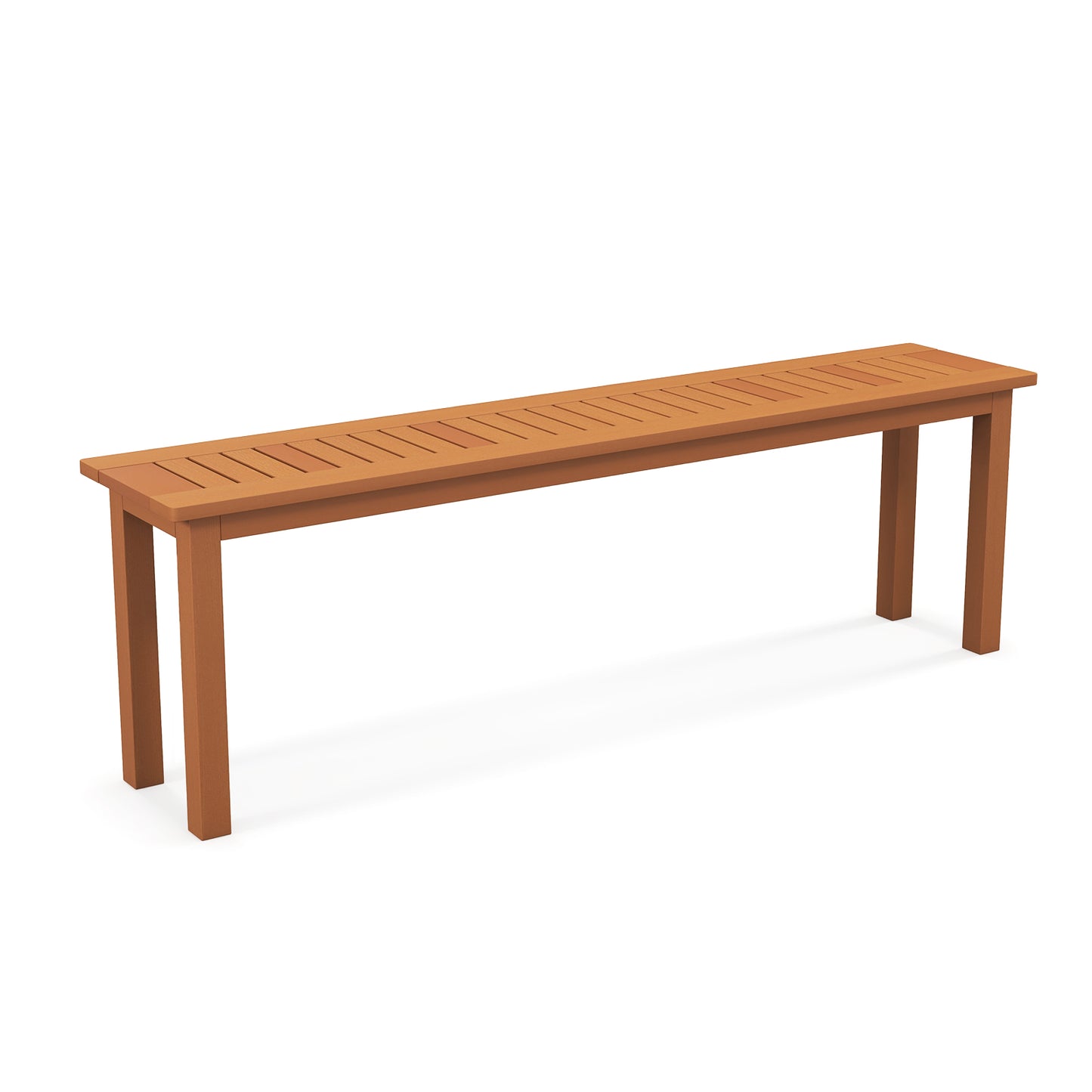 59-Inch Wooden Backless Bench with Teak Oil Finish