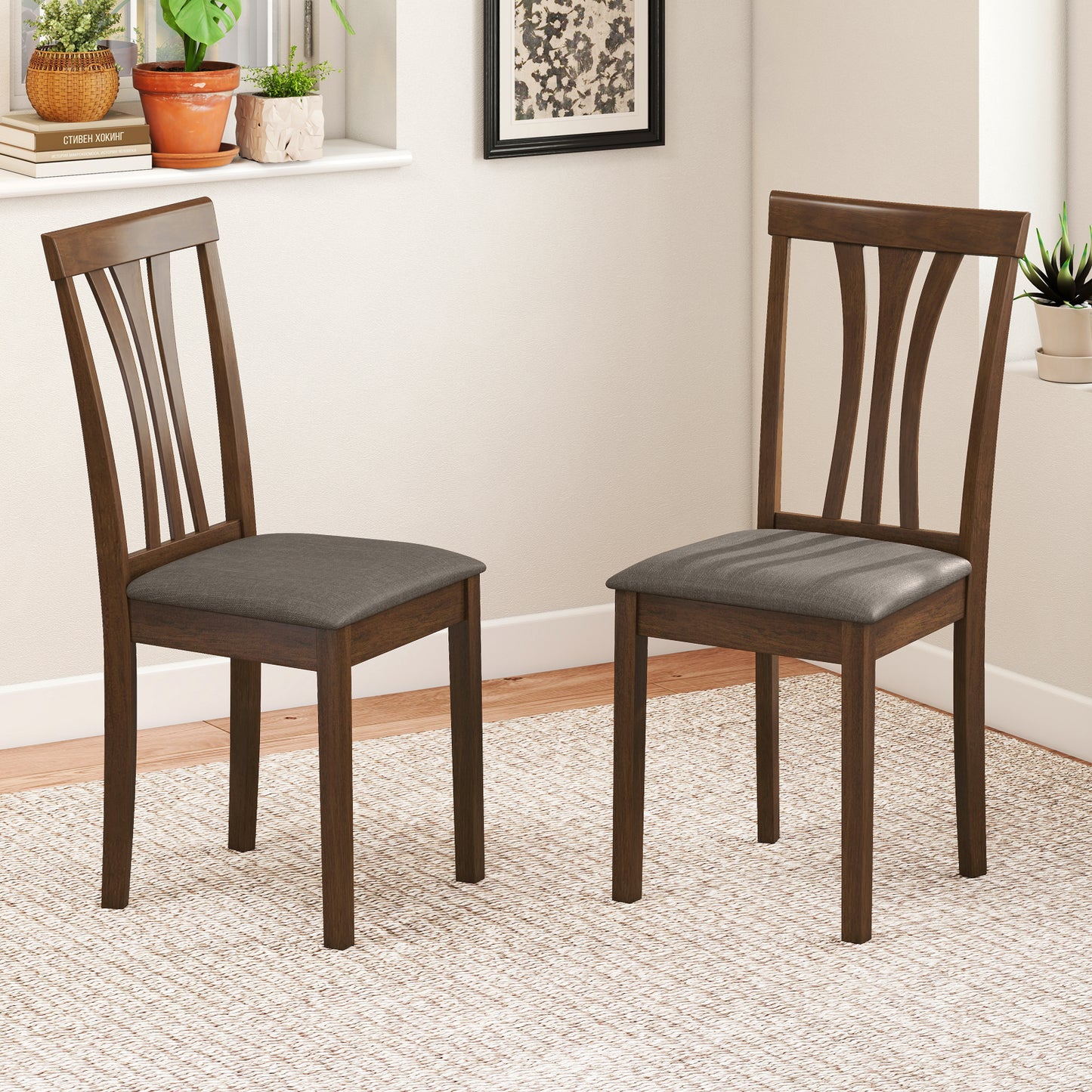 Dining Chairs Set of 2 with Linen Upholstery