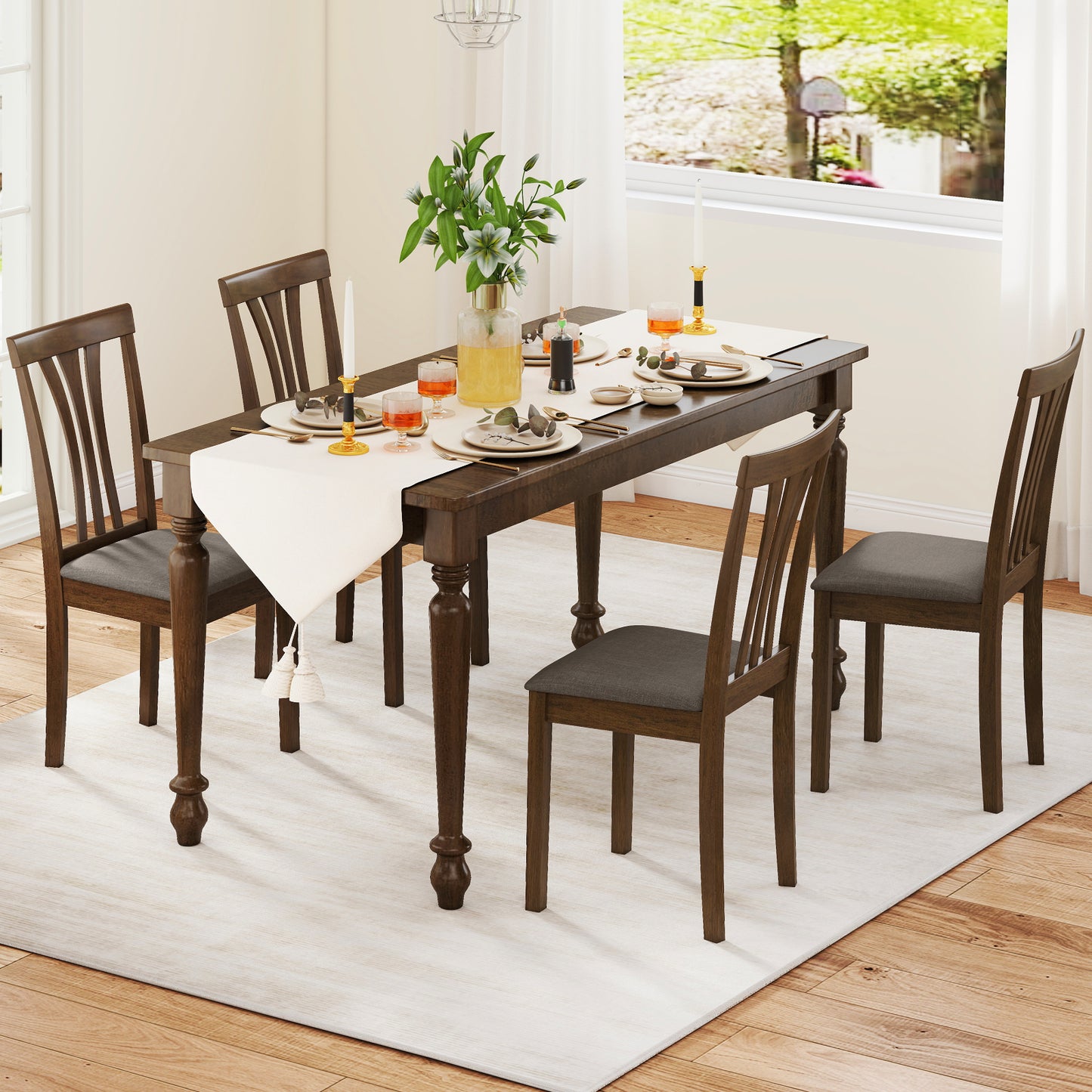 Dining Chairs Set of 2 with Linen Upholstery