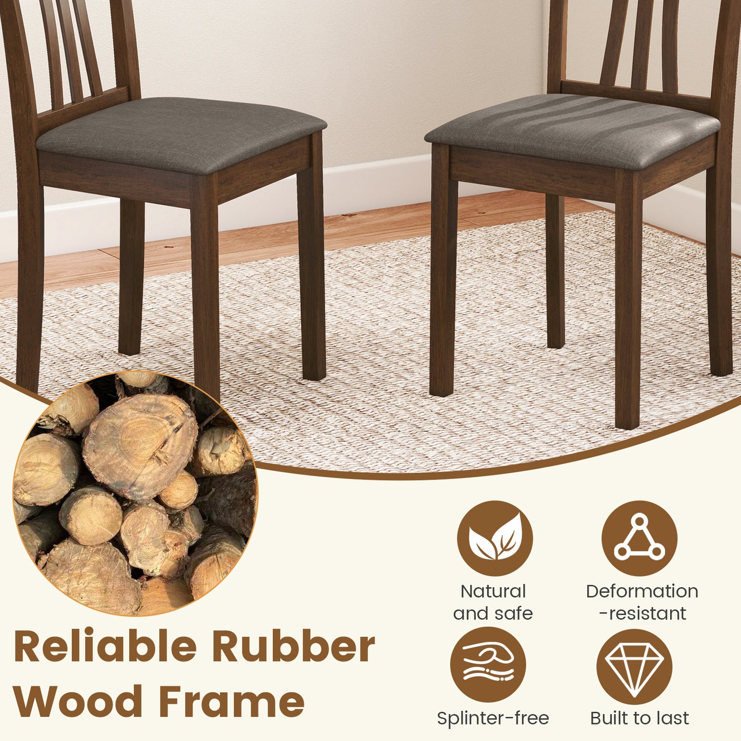 Dining Chairs Set of 2 with Linen Upholstery