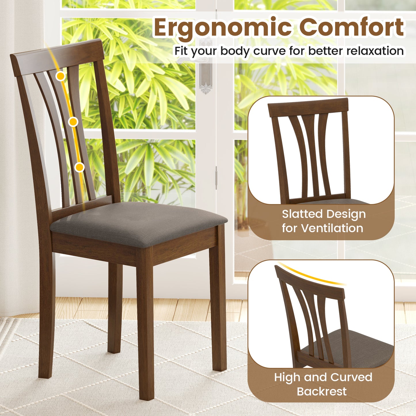 Dining Chairs Set of 2 with Linen Upholstery
