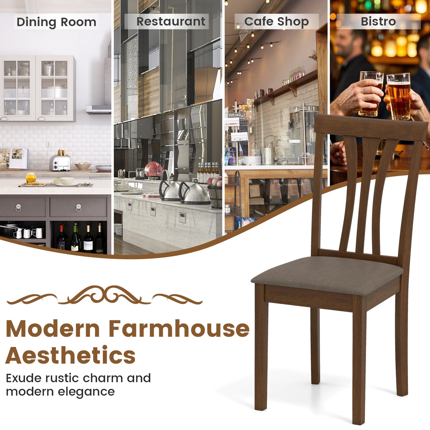 Dining Chairs Set of 2 with Linen Upholstery