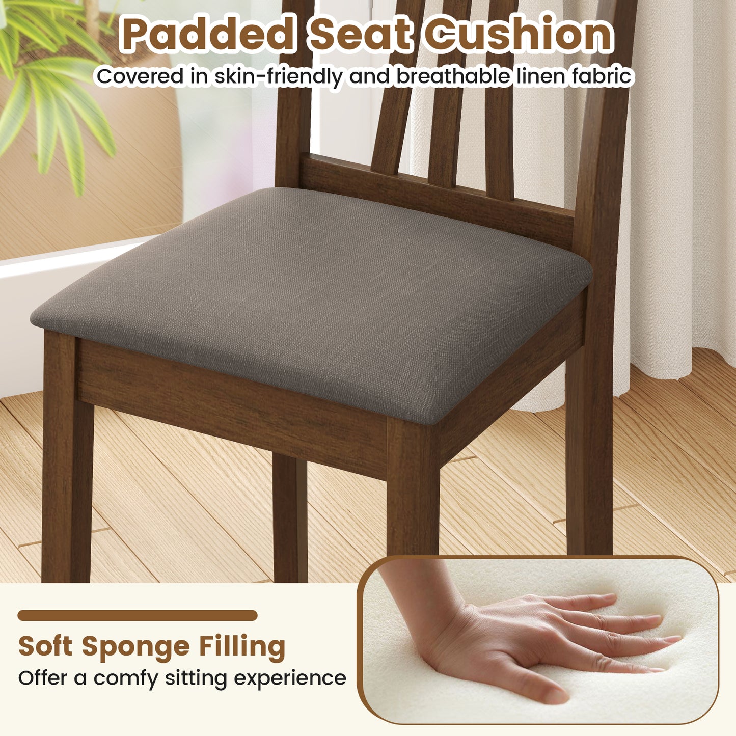 Dining Chairs Set of 2 with Linen Upholstery