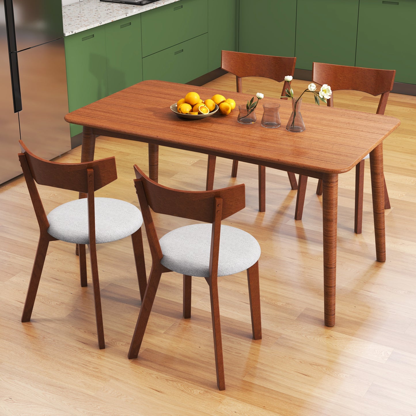 Dining Chairs Set of 2 with Padded Cushion and Rubber Wood Legs